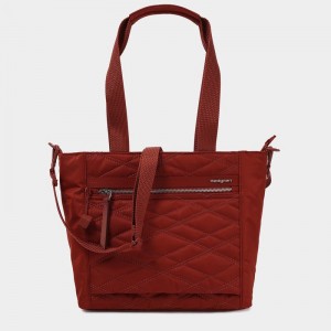 Hedgren Zoe Medium Rfid Tote Tassen Dames Rood Bruin | BJF7025KC